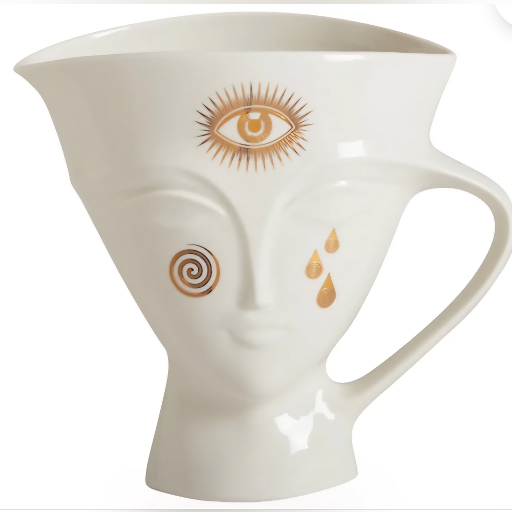 JONATHAN ADLER Gilded Giuliette Pitcher, Retail Price $150.00 USD, 9"W, 4"D,8.5H